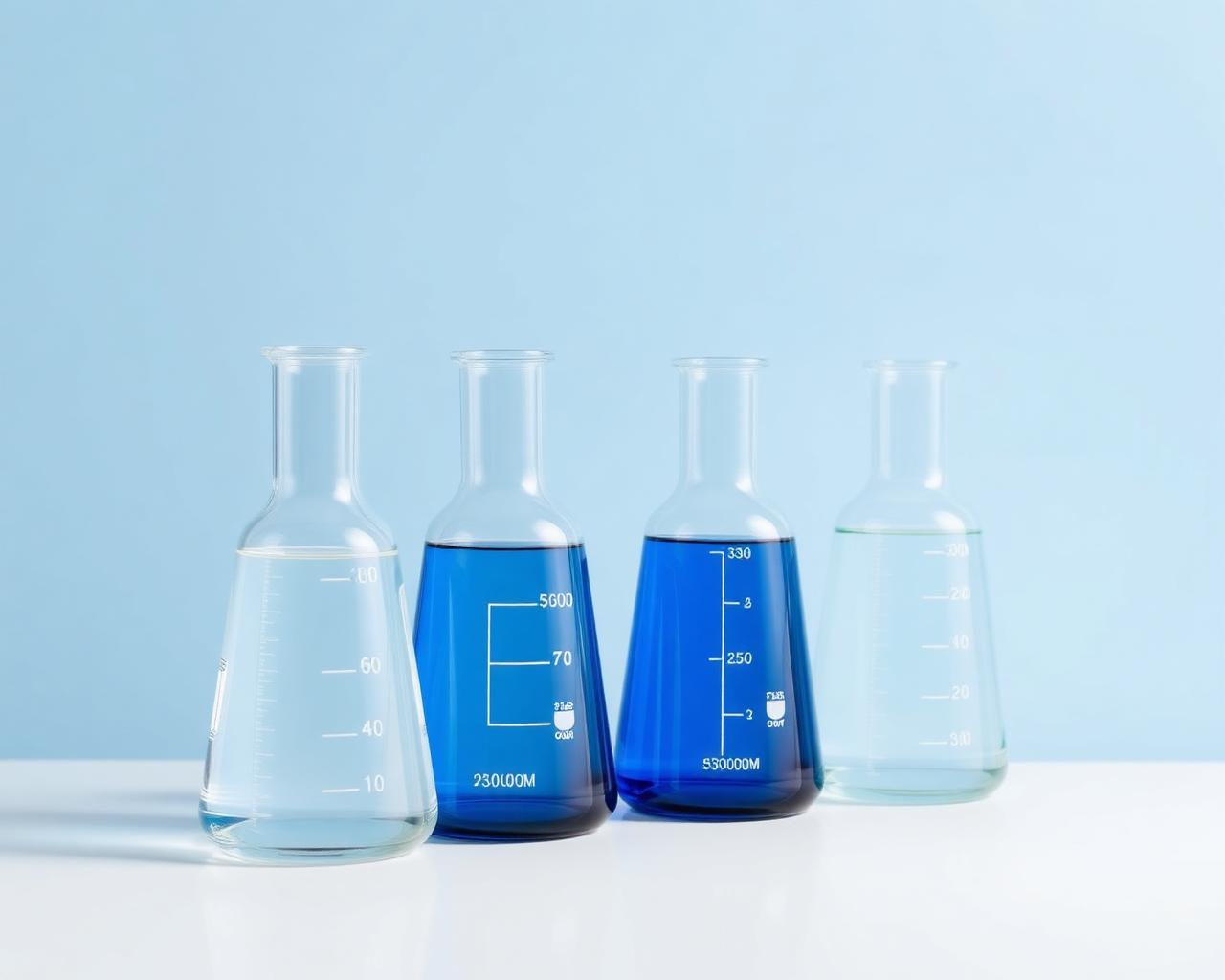 Water sample beakers ready for analysis